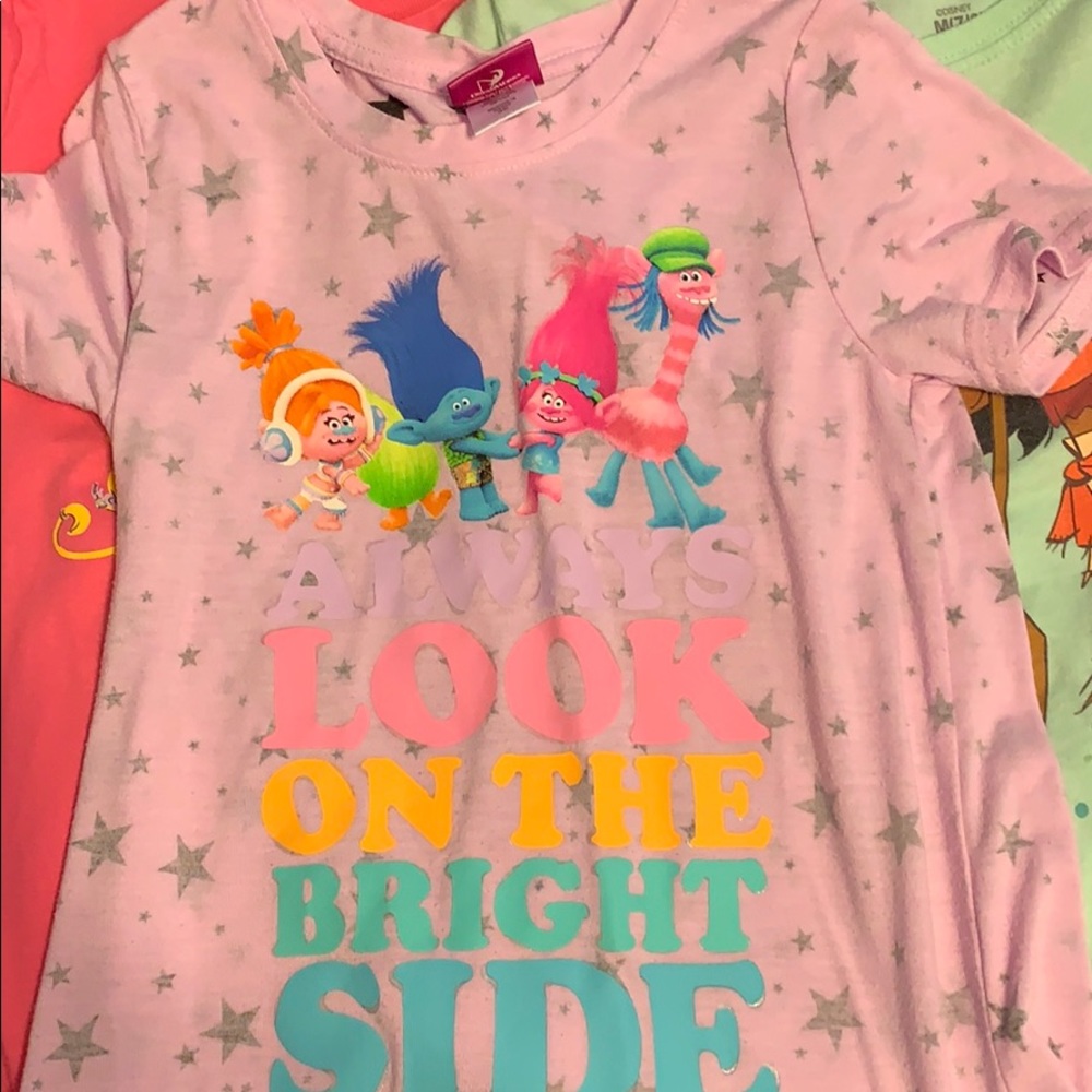 3 size 7/8 Moana, shimmer and shine, and trolls